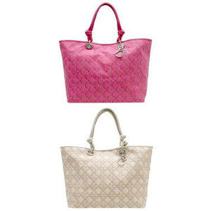 Christian Dior Quilted Tote Bag with CD Logo Charm Beige